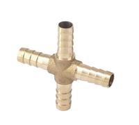 DeVow Raccord de tuyau en laiton, 3/4/6/8/10/12/14/16/19/25mm, barbelé égal/réduit le coude/Tee/Y/croix, 4 voies(Cross 4 Ways,8mm Equal)