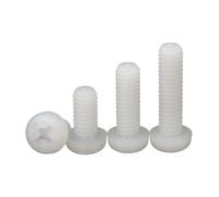 DeVow Vis à tête cylindrique ronde encastrée en Nylon noir et blanc, 200 à 1000 pièces/sac M2 M2.5 M3 M4 M5, isolation en plastique, croix(White,M5X20 200pcs)
