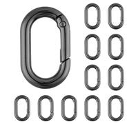 DEVPSISR Lot de 12 petits mousquetons à ressort ovales en métal de 2,5 cm pour remplacement de porte-clés de sac à main, escalade, randonnée, portefeuille, voiture (noir)