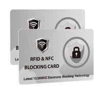 DevTech IT Lot de 2 cartes de blocage RFID, protège l'ensemble du portefeuille/sac à main, protecteur de carte bancaire NFC/sans contact - Gris