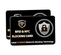 DevTech IT Lot de 2 cartes de blocage RFID, protège l'ensemble du portefeuille/sac à main, protecteur de carte bancaire NFC/sans contact - Noir