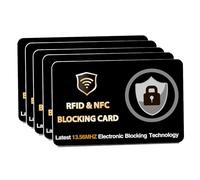 DevTech IT Lot de 5 cartes de blocage RFID, protège l'ensemble du portefeuille/sac à main, protecteur de carte bancaire NFC/sans contact - Noir