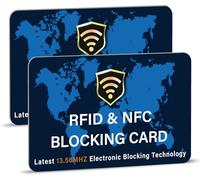 DevTech Lot de 2 cartes de blocage RFID NFC sans contact pour cartes de débit/crédit ATM Passport Protection idéale pour homme et femme Design carte du monde s'adapte parfaitement dans un portefeuille
