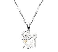 Dew Bijoux Argent Collier en argent sterling et plaqué or 14 carats Motif chien cockapoo 45,7 cm