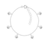 Dew Bracelet à breloques coquillage en argent sterling - orné de six mini breloques coquillage - Bijoux contemporains - Coffret cadeau de luxe - Collier assorti disponible, taille unique, Argent