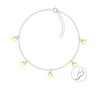 Dew Chaîne de cheville en argent sterling plaqué or avec pendentif cœur 25,4 cm - Orné de trois petites breloques plates en forme de cœur - Bijoux contemporains - Coffret cadeau de luxe - Pièces