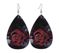 Dew Rose Boucles d'oreilles de vacances pour femme, boucles d'oreilles pendantes festives, bijoux élégants pour célébrations, One Size, Cuir
