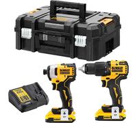 Dewalt Akku-Kombopack DCK2062D2T-QW 18 V, perceuse-visseuse à percussion, 2 batteries 2 Ah, chargeur, TSTAK-Box II