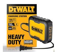 DEWALT Bloc de Chargeur USB C Robuste à 4 Ports, Chargeur USB C 100 W, Partage d'alimentation Intelligent, Cordon d'alimentation de 1,8 m, Charge 4 appareils compatibles avec Batteries DEWALT 20 V