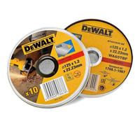 DEWALT Boîte de 10 Disques à Tronçonner Standards en Acier - Dimensions 125 x 1,2mm - Pour l'Acier, les Alliages, les Fibres, le Plastique - Diamètre d'Alésage 22,23mm, DT42340TZ-QZ