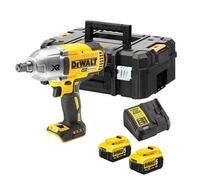 DEWALT Boulonneuse à Chocs XR 18V 5Ah Li-Ion 3 Vitesses Livrée avec 2 Batteries en Coffret TSTAK, Clipsable et Empilable