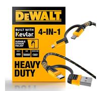 DEWALT Câble 4 en 1 robuste, type C/micro USB/USB pour iPhone 16, iPhone 15, chargeur iPad USB C, Huawei, HTC, LG, Samsung Galaxy, smartphones Android, iPad Pro, chargement Micro C (1,8 m, noir)