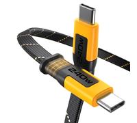 DEWALT Câble de charge rapide Type C vers USB-C robuste, câble plat USB-C vers universel 240 W, charge Type-C haute vitesse pour iPhone 17 16 15 Pro Max, MacBook/iPad, Pixel, renforcé en Kevlar
