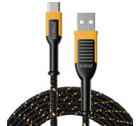 DEWALT Cable Type C vers USB Câble tressé renforcé pour USB vers Type C Câble de charge rapide C to A Cordon de charge rapide 6 pieds