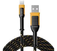 DEWALT Câble USB-A vers Lightning robuste [Apple MFi Certifié], chargeur iPhone durable, câble Lightning, charge rapide compatible iPhone 14/13/12/11 Pro Max, iPad, AirPods, 1,8 m