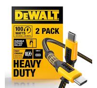 DEWALT Câble USB-C robuste, câble USB-C de chantier 60 W, haute vitesse Type-C vers Type-C, charge rapide PD USB-C pour (100 W, 4 pieds - lot de 2)