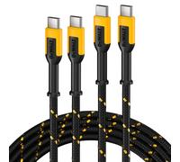 DEWALT Câble USB-C robuste, câble USB-C de chantier 60 W, haute vitesse Type-C vers Type-C, charge rapide PD USB-C pour (60 W, 6 pieds - lot de 2)
