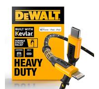 DEWALT Câble USB-C vers Lightning robuste [certifié Apple MFi] Chargeur durable, câbles Lightning, cordon de charge rapide compatible avec iPhone 14/13/12/11 Pro Max iPad AirPods