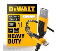 DEWALT Câble USB vers Lightning robuste [certifié Apple MFi] Chargeur iPhone durable, câbles Lightning, cordon de chargeur iPhone à charge rapide compatible avec iPhone 14/13/12/11 Pro 10 pieds