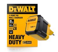 DEWALT Chargeur Mural USB-C PD 30W Haute Performance, Charge Rapide Type-C, Prise EU, Compact & Robuste, Compatible iPhone 16 15 14 13 12 Pro Max, iPad Pro