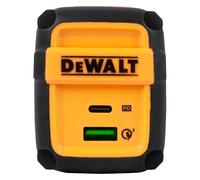 DeWALT Chargeur mural 2 ports Europe PD 49,5 W un port USB C et un port Qualcomm® Quick Charge™ 3.0 USB A. Il offre une vitesse de charge 2,5 fois plus rapide pour les appareils puissants grâce à la