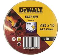DEWALT Coffret de 10 Disques Pour Meuleuse - Dimensions 125 mm x 1 mm - Matériau de Disque Robuste en Étain - Pour Acier Inoxydable - Convient pour une Utilisation Professionnelle, DT3507-QZ