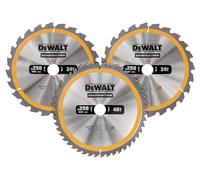 DEWALT CONSTRUCTION Lames de scie circulaire 250 mm, lot de 3, DT1963-QZ | Carbure ultra-résistant aux clous et évents de dissipation thermique pour une coupe plus froide et plus régulière.
