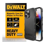 DEWALT Coque magnétique Robuste pour iPhone 14 Pro Max Compatible MagSafe, Coque arrière de Protection résistante aux Chocs, Fine et résistante aux Chocs, Noir Mat