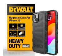 DEWALT Coque magnétique Robuste pour iPhone 15, Compatible avec MagSafe, résistante aux Chutes, aux Chocs, Coque Fine pour iPhone 15, Noir Mat
