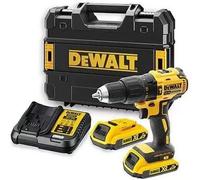DEWALT Perceuse-visseuse à percussion compacte sans fil, XR 18V brushless, éclairage LED, performance polyvalente, livrée avec 2 batteries XR Li-Ion 2Ah, chargeur et coffret, DCD778D2T-QW