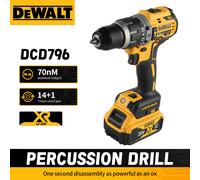 DeWALT DCD796 Perceuse : 20 V, moteur sans balais, couple de 70 nm, 14 + 1 engrenages d'embrayage, 0-2200 tr/min et conception ergonomique pour une utilisation précise et confortable 1battery 1charger