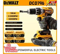 Dewalt DCD796 - perceuse électrique à percussion sans fil, tournevis multifonctionnel sans balais, outils électriques rechargeables pour batterie 18V NO BATTERY