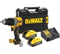 DEWALT Taladro Percutor sin escobillas XR 18V 13 mm 90Nm 2 baterías POWERSTACK Li-Ion 5Ah y maletín TSTAK pour pros et bricoleurs, travaux précis en atelier, construction robuste