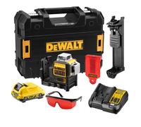 DeWALT DCE089D1R-QW Kit Laser Multiligne 3x360° À Nivellement Automatique Avec Batterie Li-Ion 10,8 V (1 Batterie 2,0 Ah) Dans Un Coffret - 3 Lignes - 15 M - Rouge