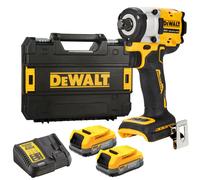 DeWalt Clé à chocs XR 18V 1/2" 406 Nm sans balais avec 2 batteries POWERSTACK et mallette TSTAK