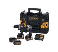 DeWALT DCK200MP2T-QW Kit Combiné Perceuse-visseuse À Percussion (DCD85M) Et Visseuse À Chocs (DCF85M) 18 V Li-ion (2 Batteries De 5,0 Ah) Dans Un Coffret TSTAK