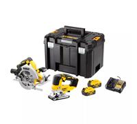 DeWALT DCK2012P2T-QW Kit Combiné 18 V Li-ion Comprenant Une Scie Circulaire (DCS570) Et Une Scie Sauteuse (DCS334) (2 Batteries De 5,0 Ah) Dans Un Coffret TSTAK