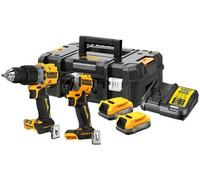 DeWalt Pack combiné sans fil 18V XR DeWalt (sans balais) comprenant une perceuse-visseuse DCD800, une visseuse à choc sans fil 1/4" DCF850, 2x batteries Powerstack (18 volts / 1,7 Ah) avec technologie de batterie de poche DCK2050E2T-QW Quantité:1