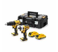 DeWALT DCK2060D2T-QW Perceuse-visseuse À Percussion Li-ion XR 18 V (DCD778) Et Visseuse À Chocs Sans Fil (DCF787) Ensemble Combiné (2 Batteries De 2,0 Ah) Dans Un Coffret TSTAK - Sans Balais