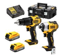 DeWALT DCK2062E2T-QW Perceuse-visseuse À Percussion Li-ion XR 18 V (DCD709) Et Visseuse À Percussion Sans Fil (DCF809) - Kit Combiné (2 Batteries POWERSTACK) Dans Un Coffret TSTAK - Sans Balais