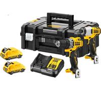 DeWalt Pack perceuse-visseuse à percussion + visseuse à chocs Brushless 12V Lithium 2x3Ah T-STAK II