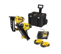 Dewalt DCK246P2T-QW 18V Cloueur kit XR - DCN930 + DCN660 - 2 X 5 Ah Batteries + Chargeur en valise à roulettes T-STAK