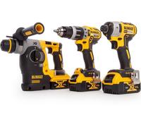 DEWALT DCK368P3T-QW - Kit marteau perforateur triple compact, visseuse à percussion sans balais, foret SDS-Plus sans balais, XR 18 V 5 Ah Li-Ion, 3 batteries, 2 boîtes TSTAK