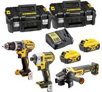 DEWALT DCK384P2T-QW Jeu d'outils Perceuse-visseuse à percussion sans fil, Clé à chocs sans fil, Meuleuse d'angle sans fil
