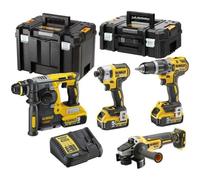 DeWALT DCK422P3T-QW Kit Combiné 4 Pièces Avec Batterie Li-ion XR 18 V (3 Batteries De 5,0 Ah) Dans 2 Valises TSTAK