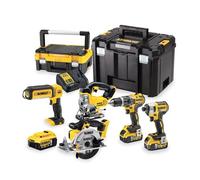 Dewalt DCK551P3T-QW Pack 5 outils XR 18V DCD796 + DCF887 + DCS391 + DCS331 + DCL050 - 3 X 5 Ah Batteries + Chargeur en 2 coffrets