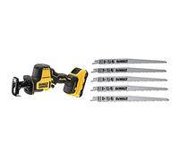 DEWALT DCS369NT-XJ Scie Sabre Compacte - XR 18V - Brushless - Sans Batterie Ni Chargeur - En Coffret TSTAK & DT2352-QZ Lame pour Scies Sabre Bois, Argent, 240 mm, Set de 5 Pièces
