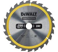 DEWALT Lame de Scie Circulaire Stationnaire - Disque Tranchant 24 Dents 250x30mm - Outillage Résistant aux Clous et Durable - Spécial Construction et Utilisation Professionnelle, DT1956-QZ