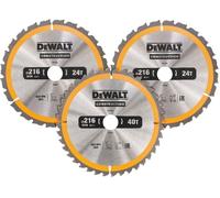 DeWalt Lames de scie circulaire DT1962-QZ Ø216 mm Carbure Construction 24/40 dents - Lot de 3