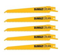 DeWalt Lames pour scie sabre DT2359 – Bi-métal 152 mm, coupe rapide bois clouté/plastique – 5 pièces